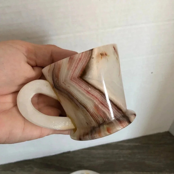 Vtg Banded Onyx Teacup with Saucer - Picture 8 of 12